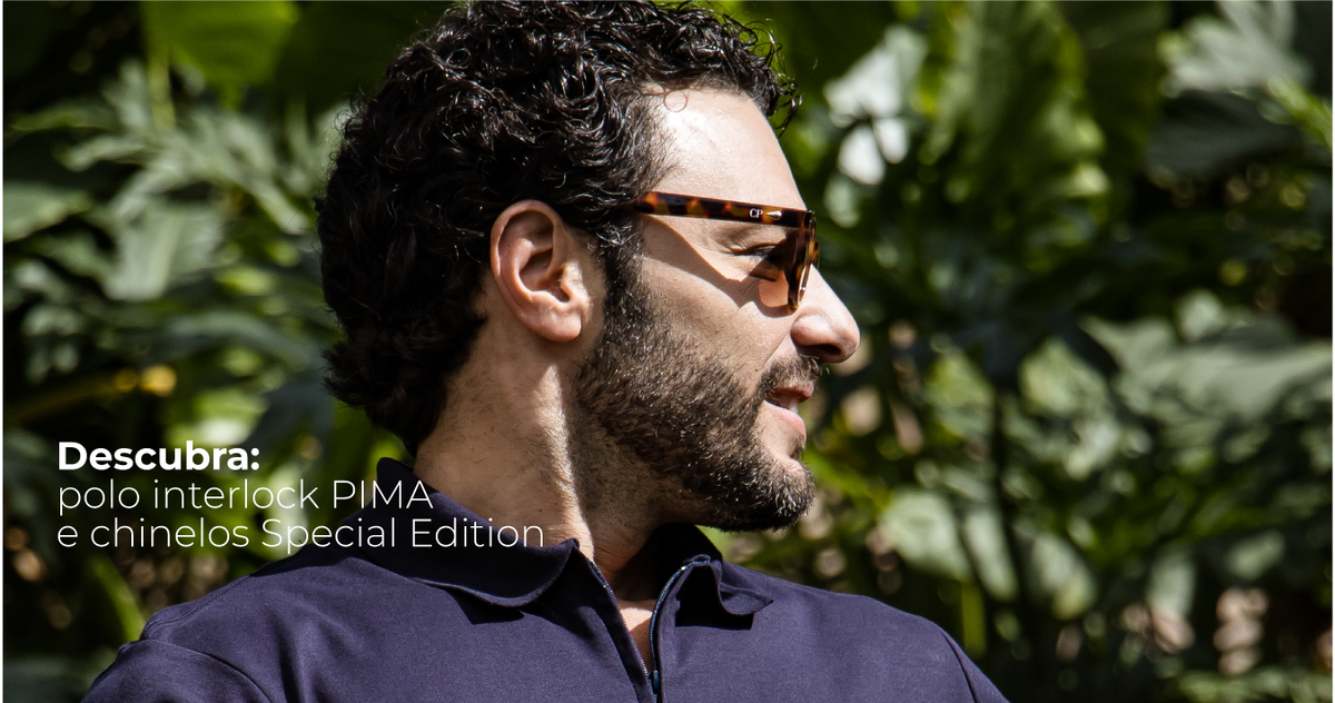 Descubra: polo interlock PIMA e chinelos Special Edition