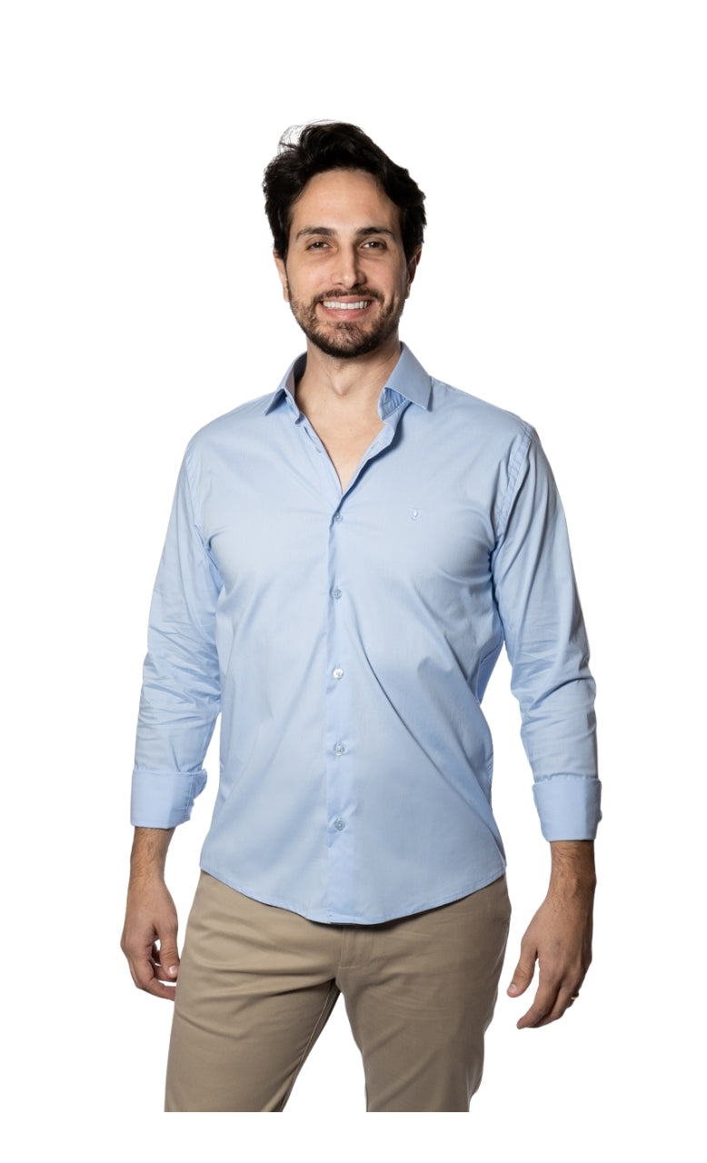 Camisa ML Slim Azul Claro
