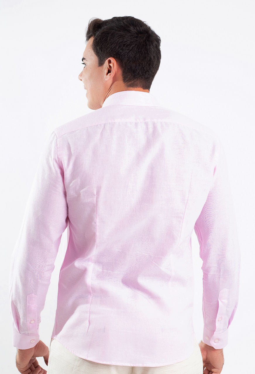 Camisa ML Linho Rosa Claro