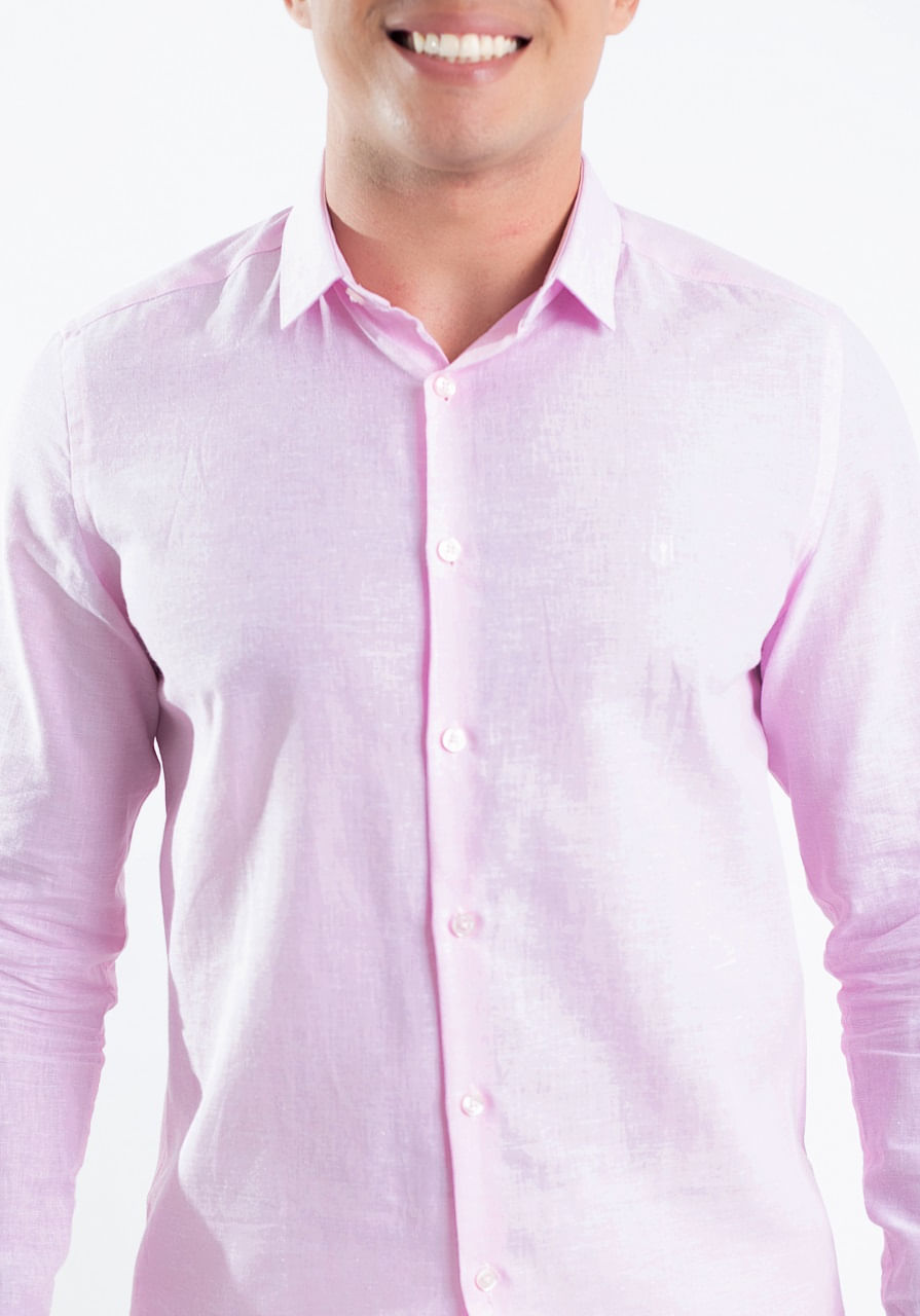 Camisa ML Linho Rosa Claro