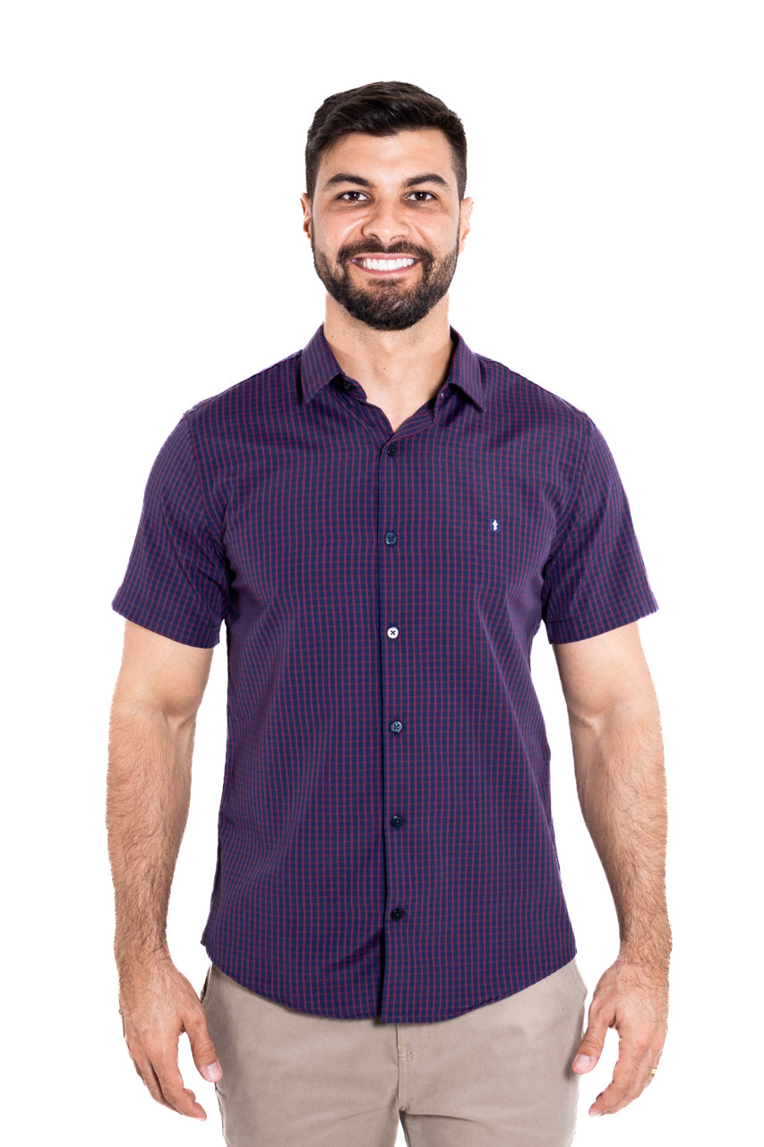 Camisa MC Xadrez Vinho