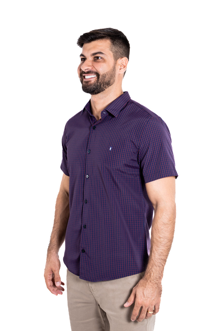 Camisa MC Xadrez Vinho