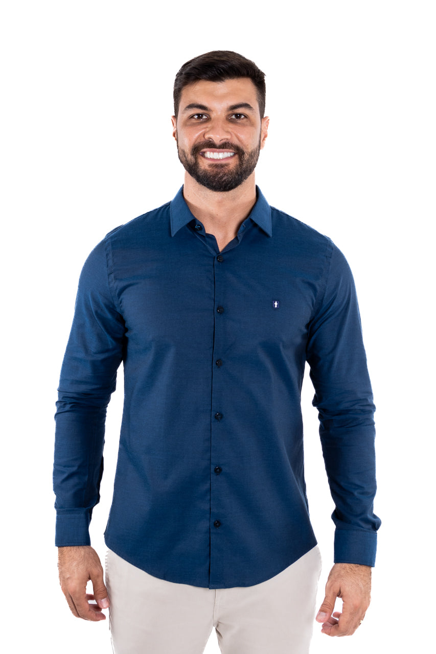 Camisa ML Slim Marinho