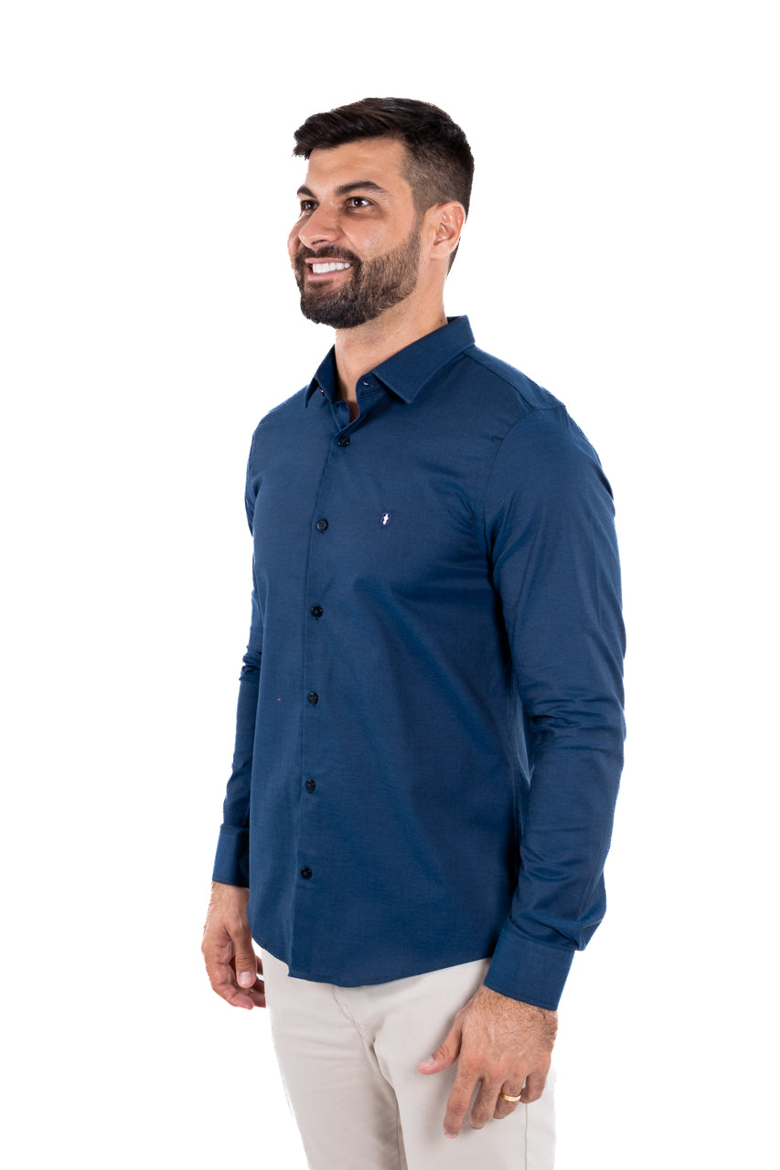 Camisa ML Slim Marinho