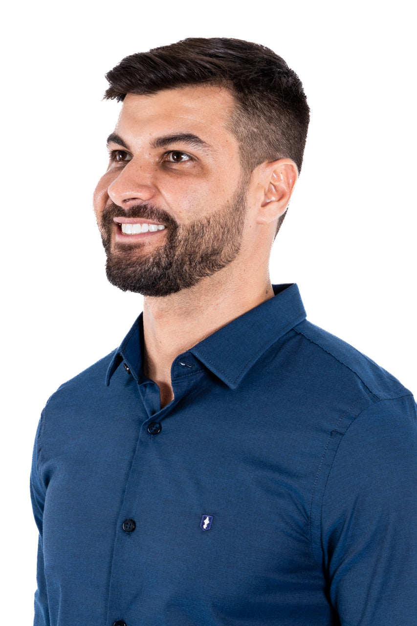Camisa ML Slim Marinho
