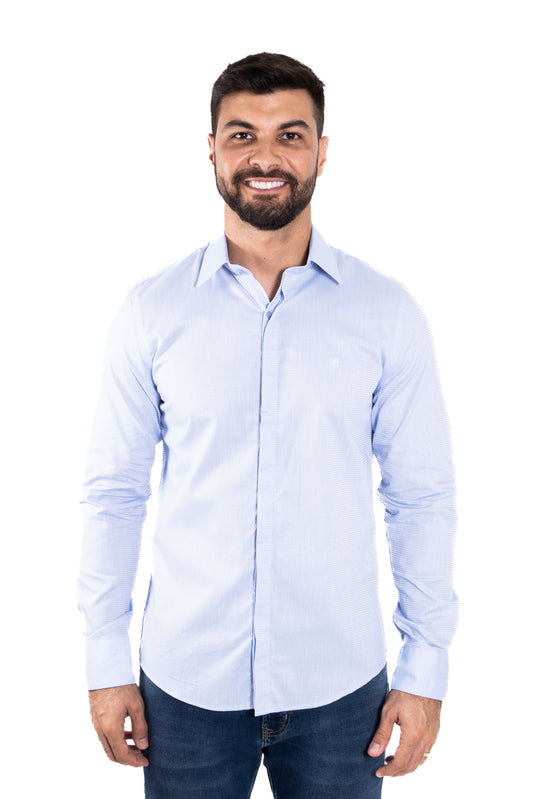 Camisa ML Slim Azul