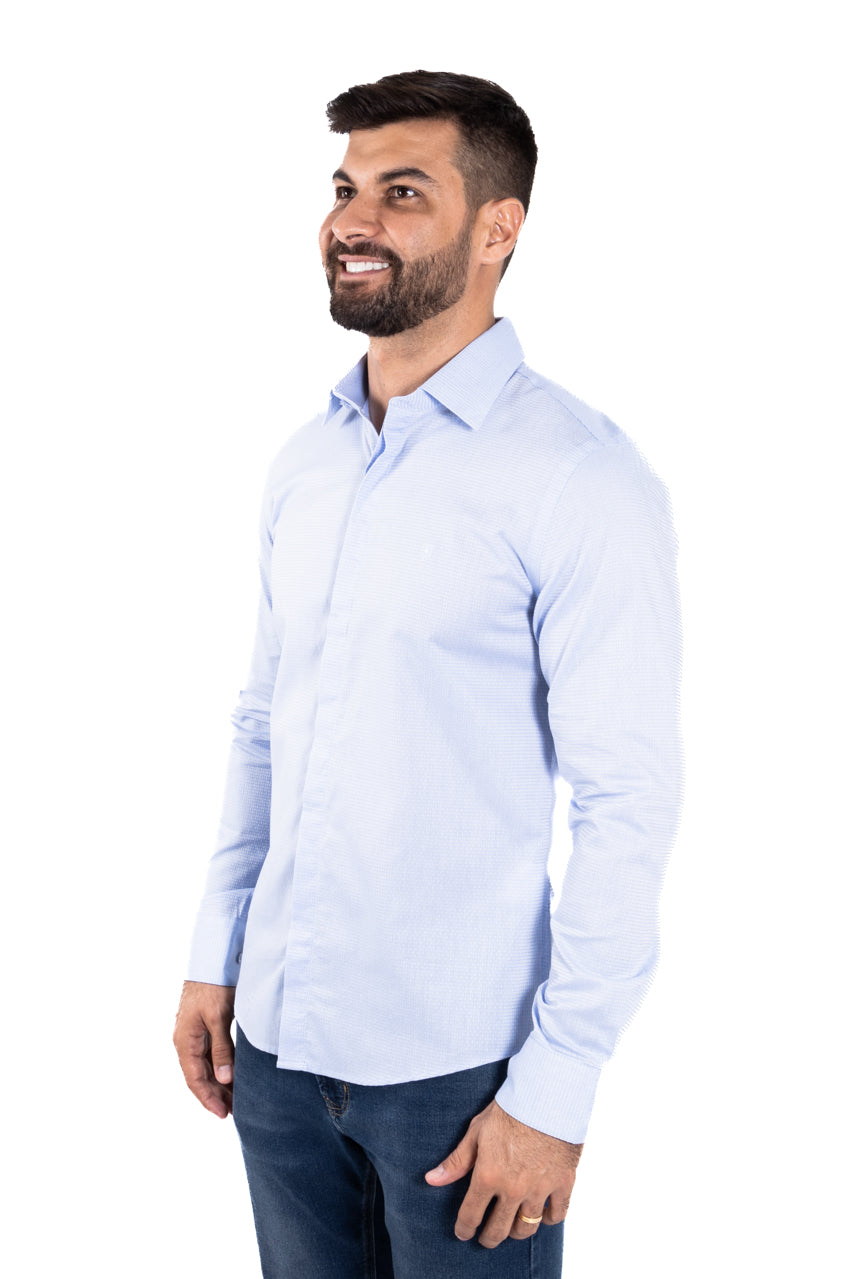 Camisa ML Slim Azul